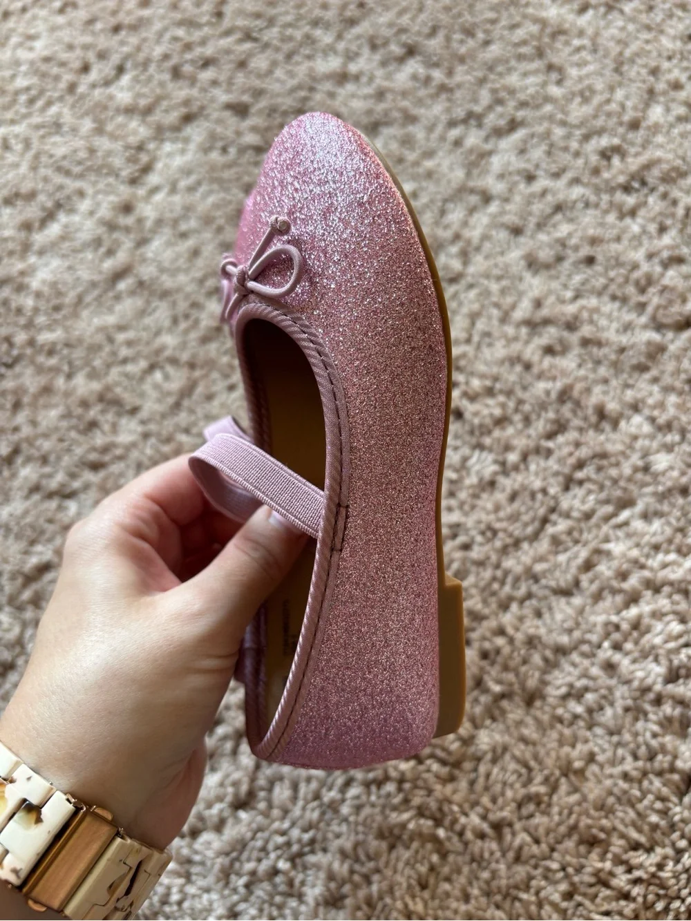 Wonder Nation Pink Glitter Mary Jane Flats with Bow: 9T